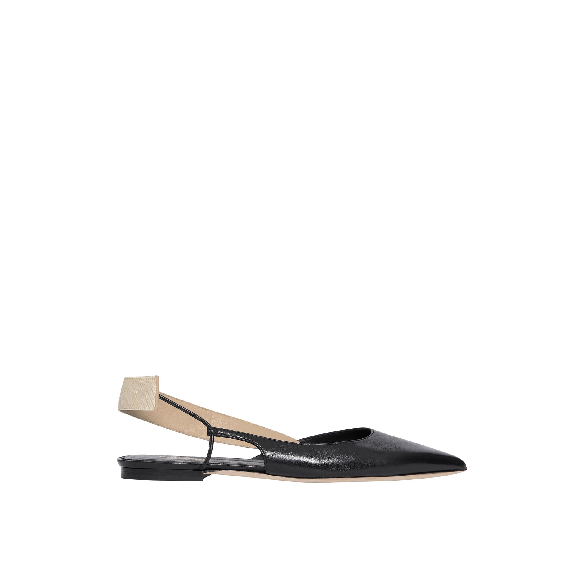 Slingbacks plates à talon ouvert en cuir à logo - Black