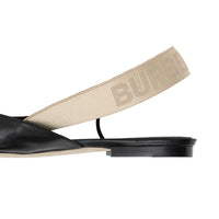 Slingbacks plates à talon ouvert en cuir à logo - Black