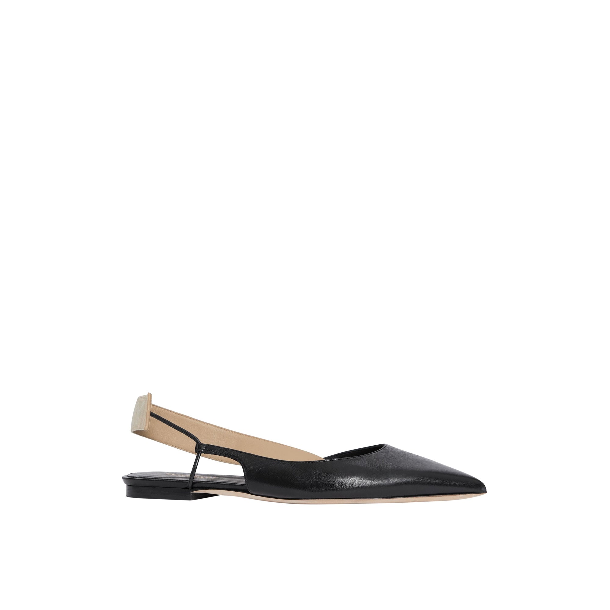 Slingbacks plates à talon ouvert en cuir à logo - Black