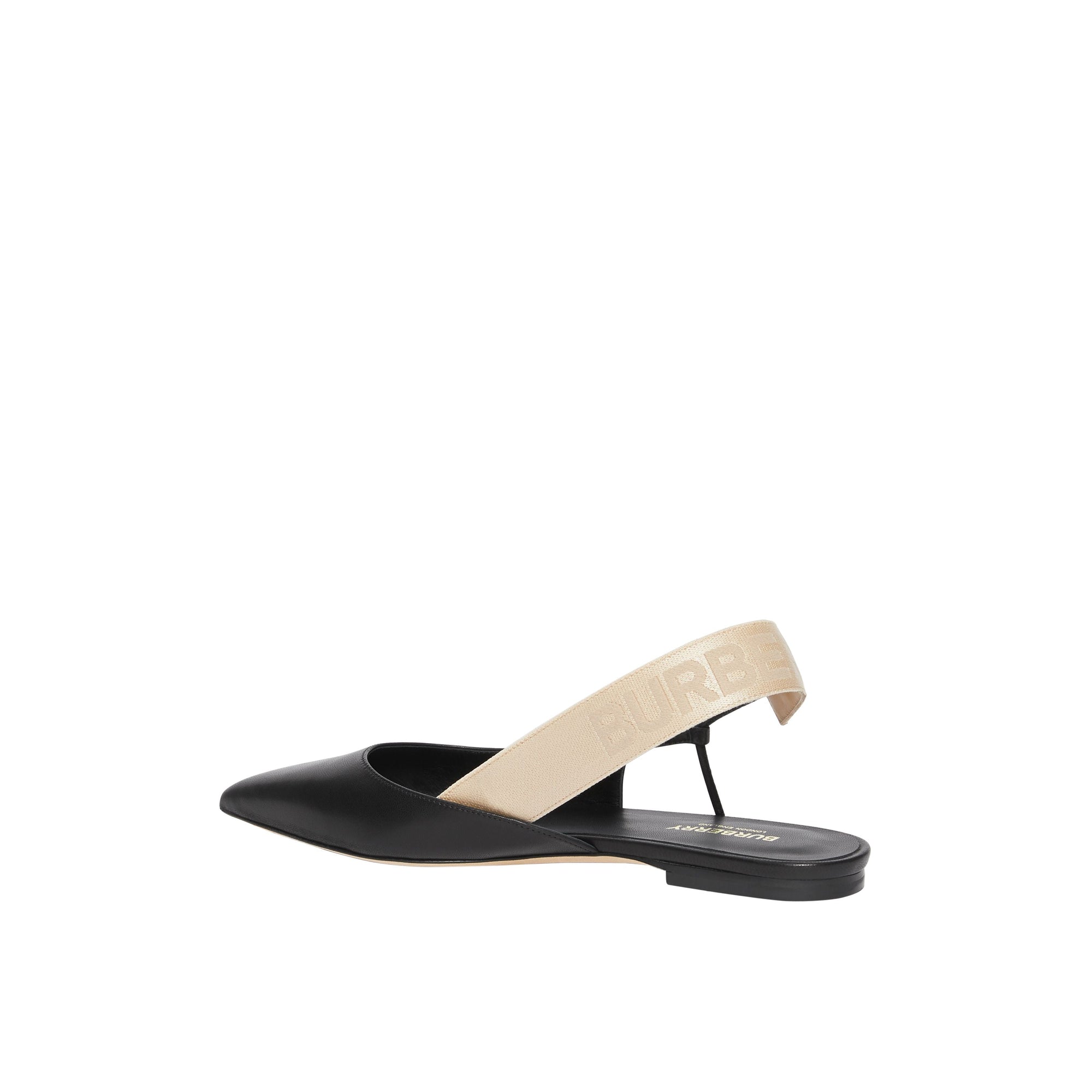 Slingbacks plates à talon ouvert en cuir à logo - Black