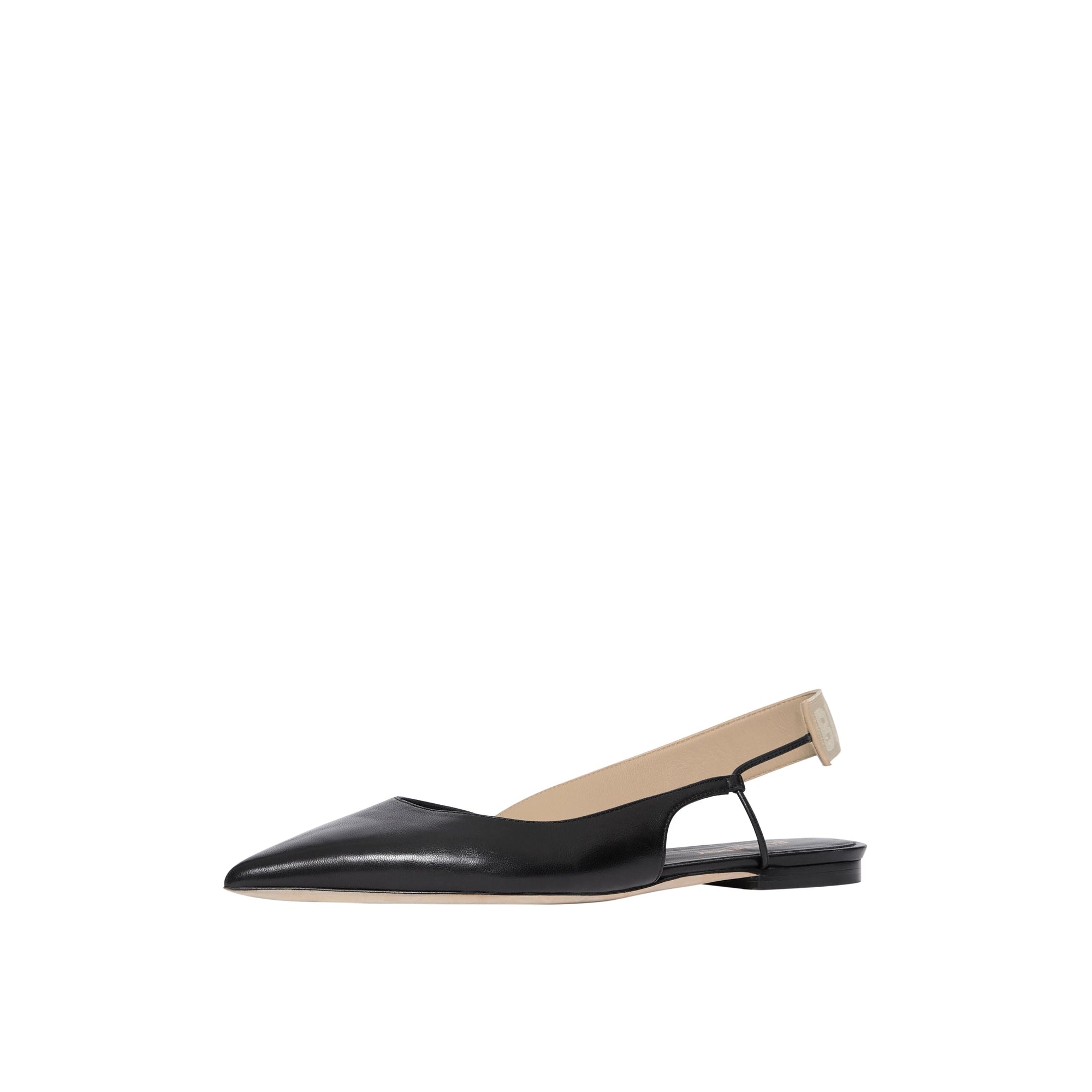 Slingbacks plates à talon ouvert en cuir à logo - Black