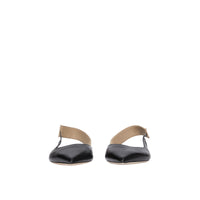 Slingbacks plates à talon ouvert en cuir à logo - Black