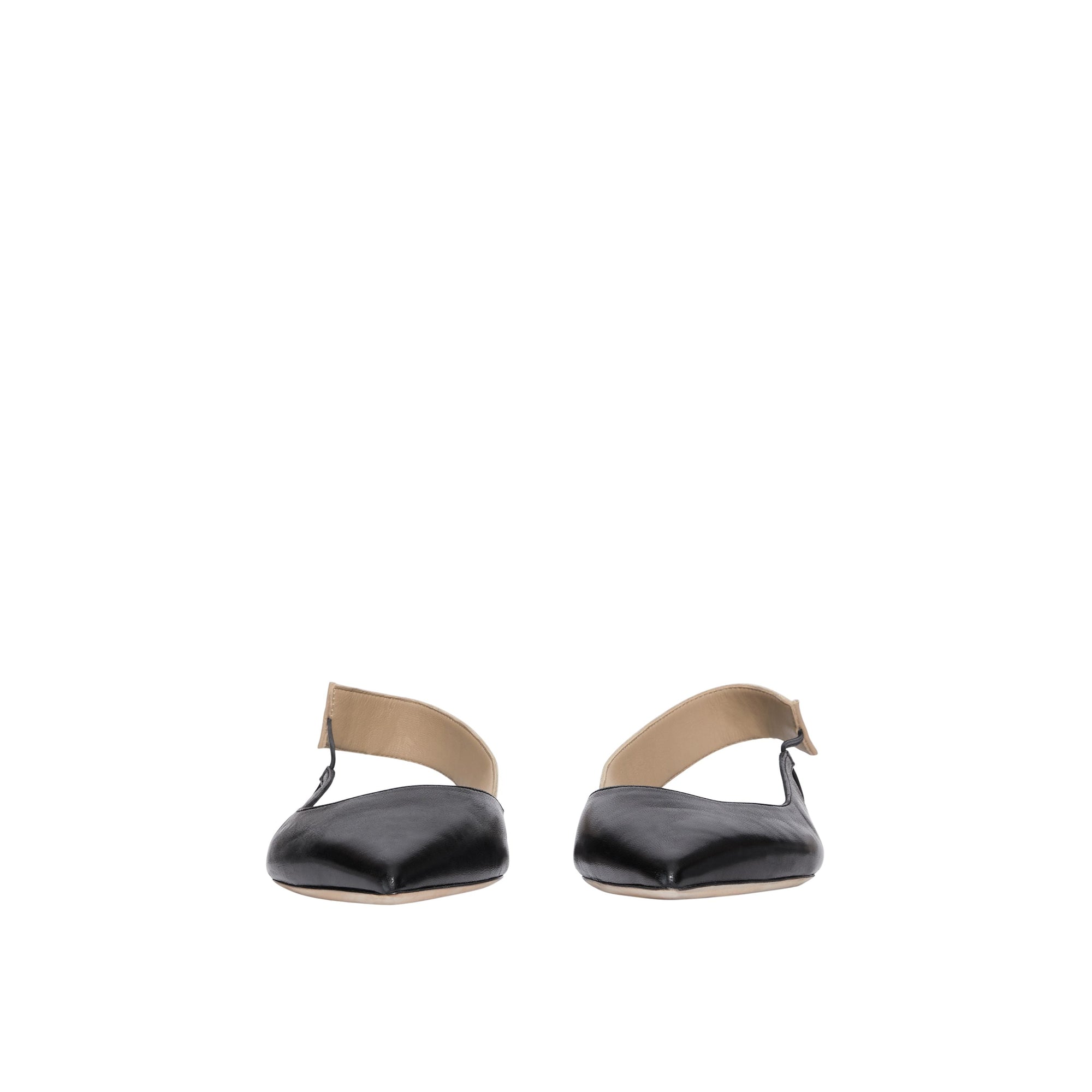 Slingbacks plates à talon ouvert en cuir à logo - Black