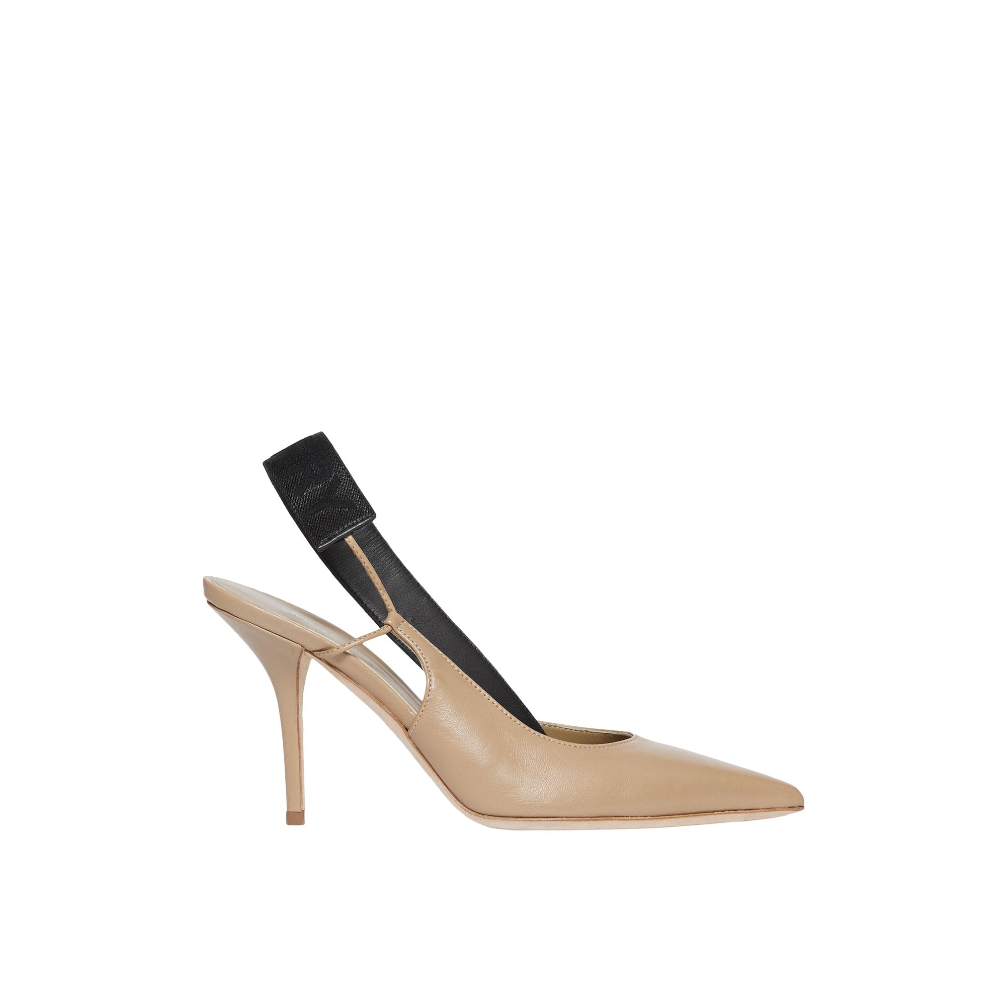 Escarpins à talon ouvert en cuir - Dark Honey