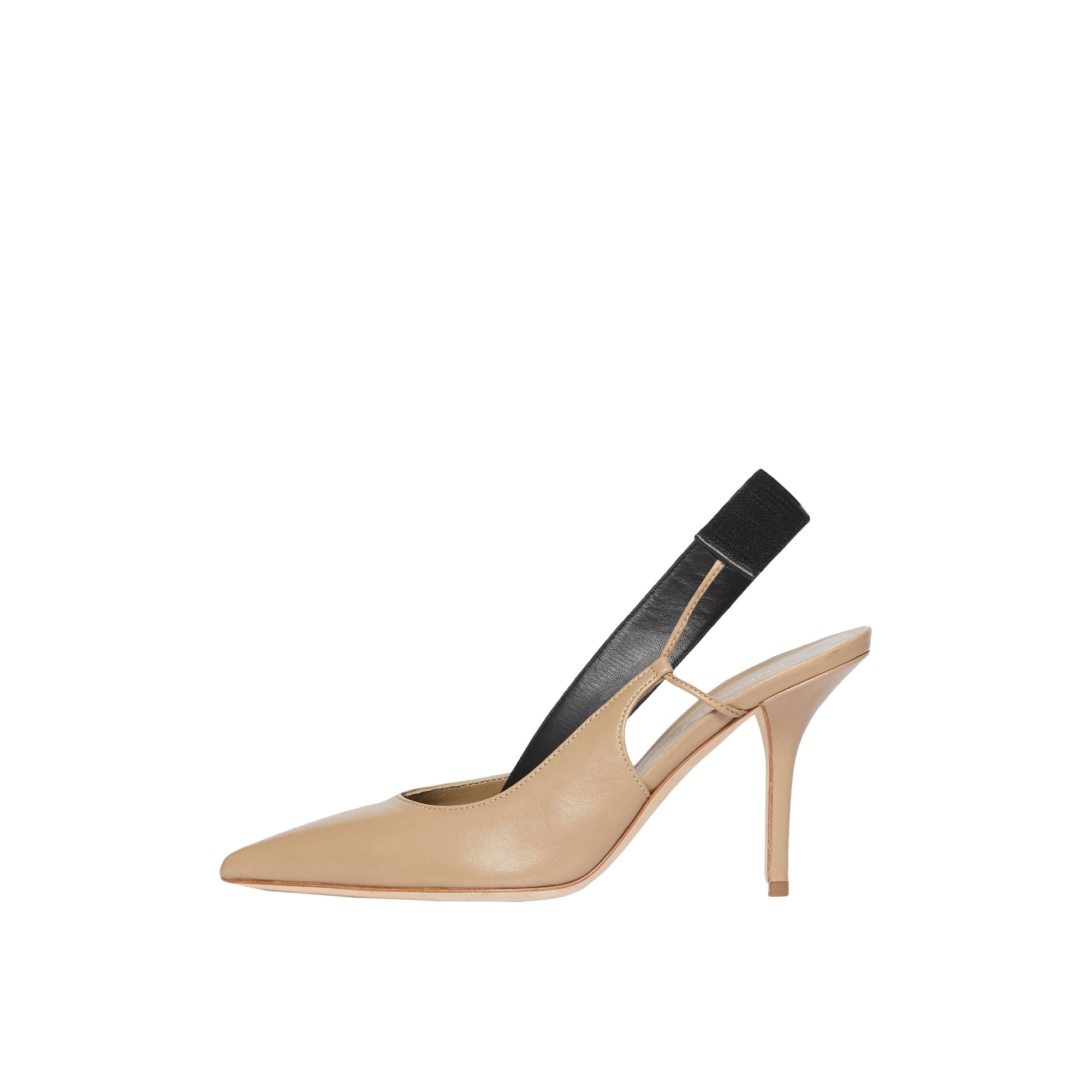 Escarpins à talon ouvert en cuir - Dark Honey