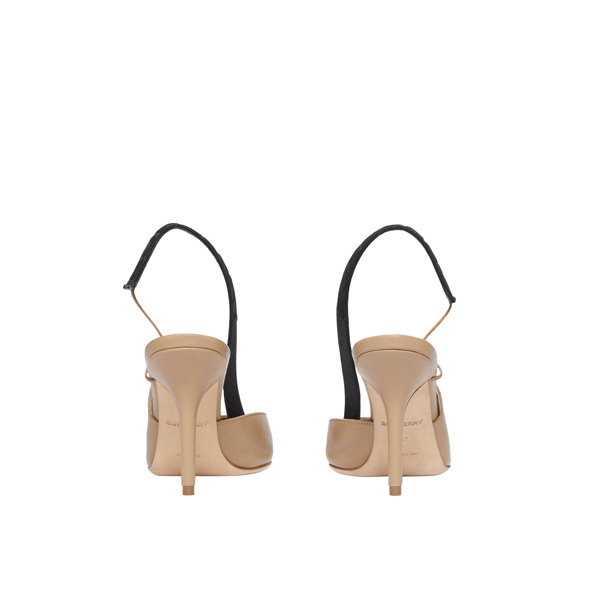 Escarpins à talon ouvert en cuir - Dark Honey