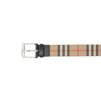 Ceinture en toile et cuir à motif Vintage check - Archive Beige