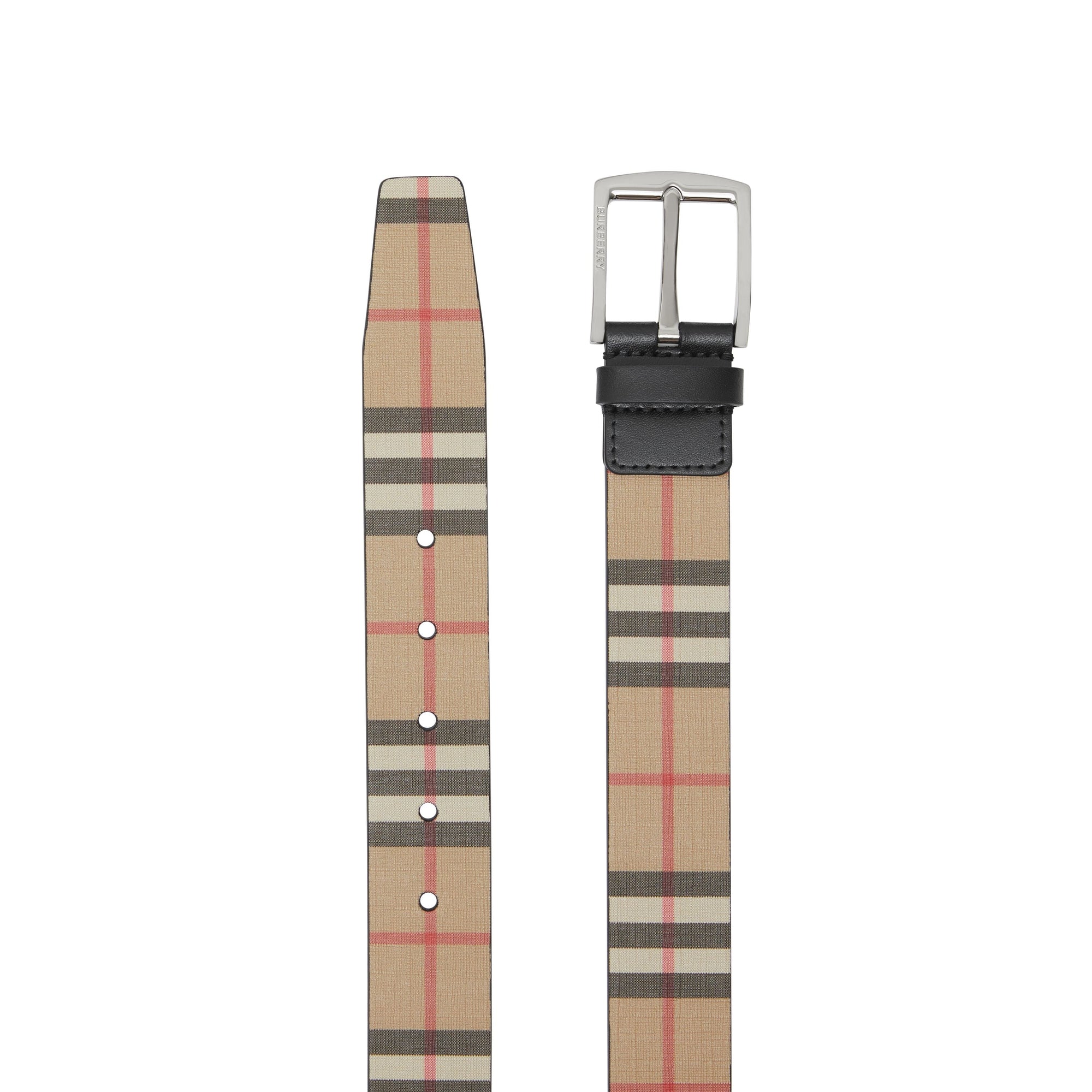 Ceinture en toile et cuir à motif Vintage check - Archive Beige