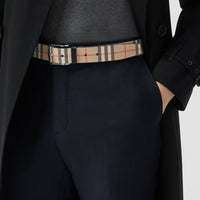 Ceinture en toile et cuir à motif Vintage check - Archive Beige