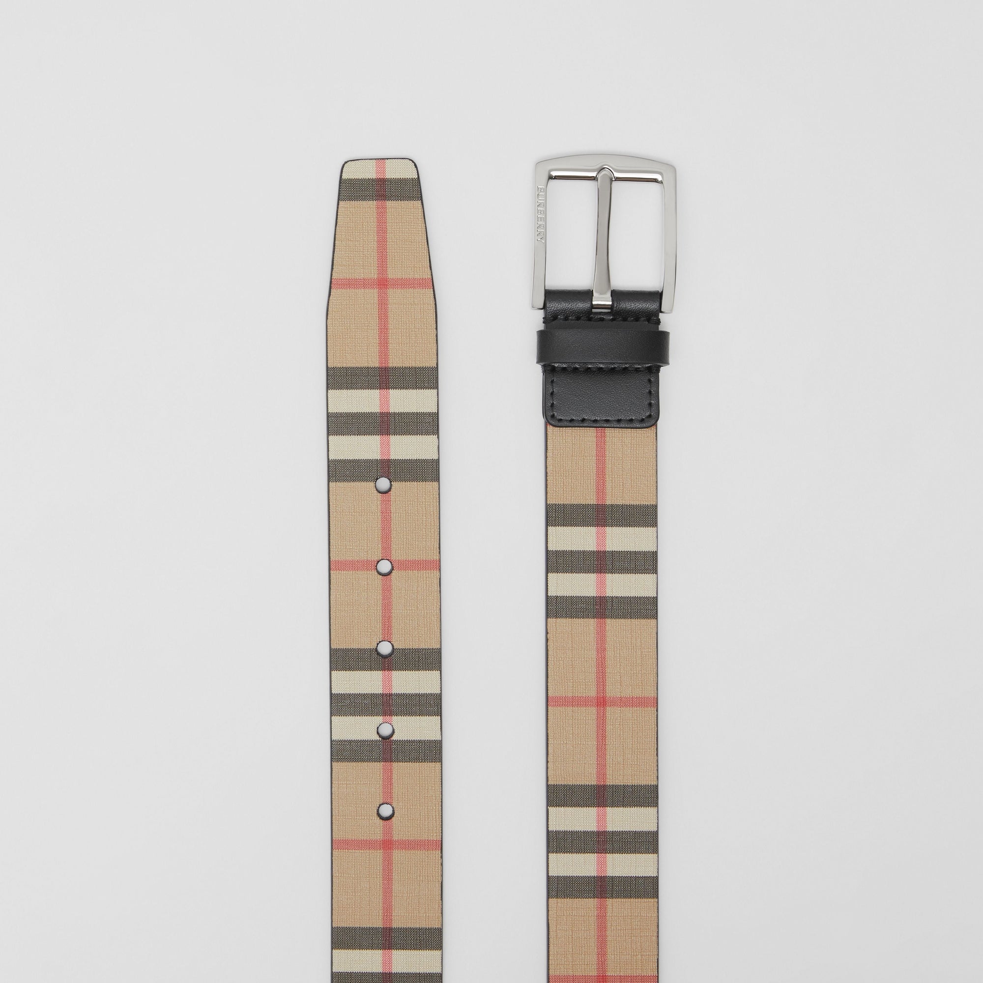 Ceinture en toile et cuir à motif Vintage check - Archive Beige