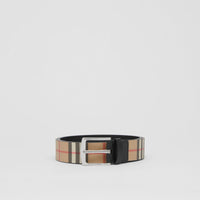 Ceinture en toile et cuir à motif Vintage check - Archive Beige
