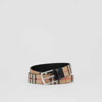 Ceinture en toile et cuir à motif Vintage check - Archive Beige