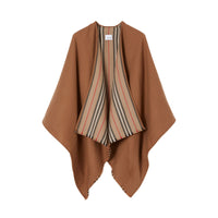 Cape réversible en laine à rayures iconiques - Flaxseed