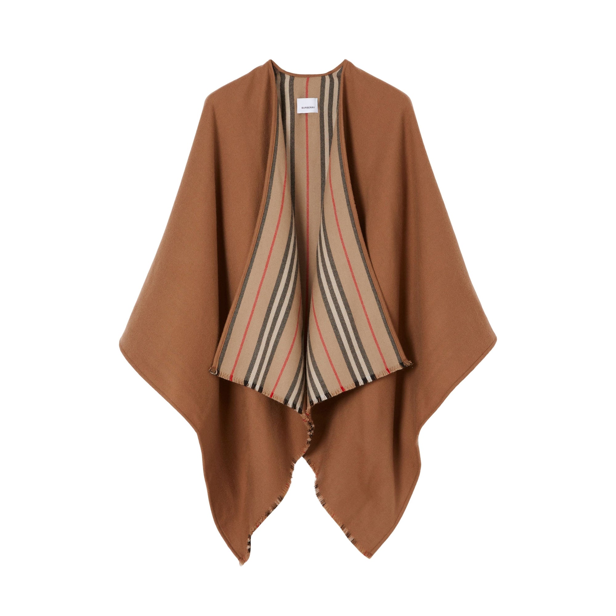 Cape réversible en laine à rayures iconiques - Flaxseed
