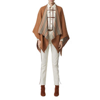 Cape réversible en laine à rayures iconiques - Flaxseed