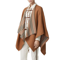 Cape réversible en laine à rayures iconiques - Flaxseed