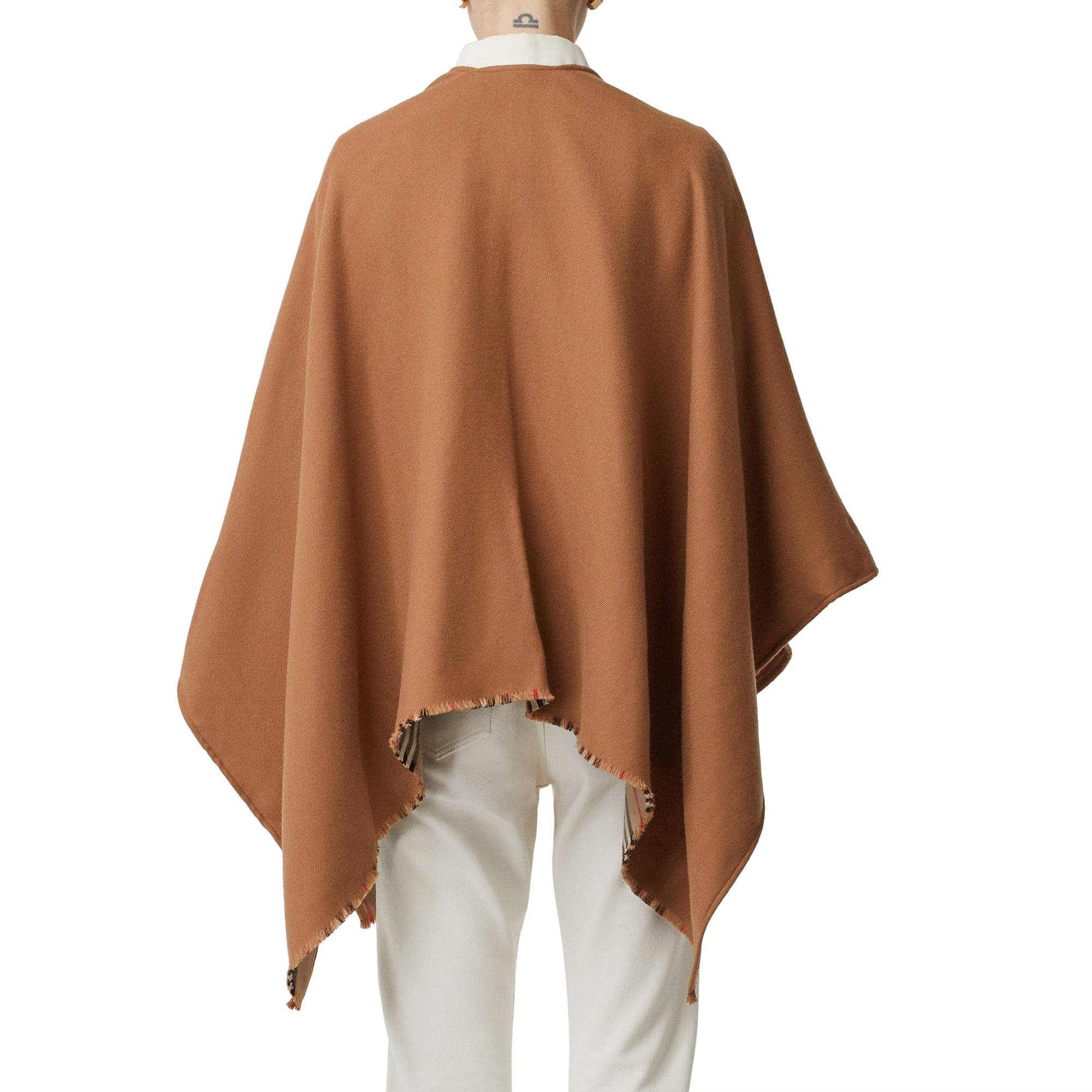 Cape réversible en laine à rayures iconiques - Flaxseed