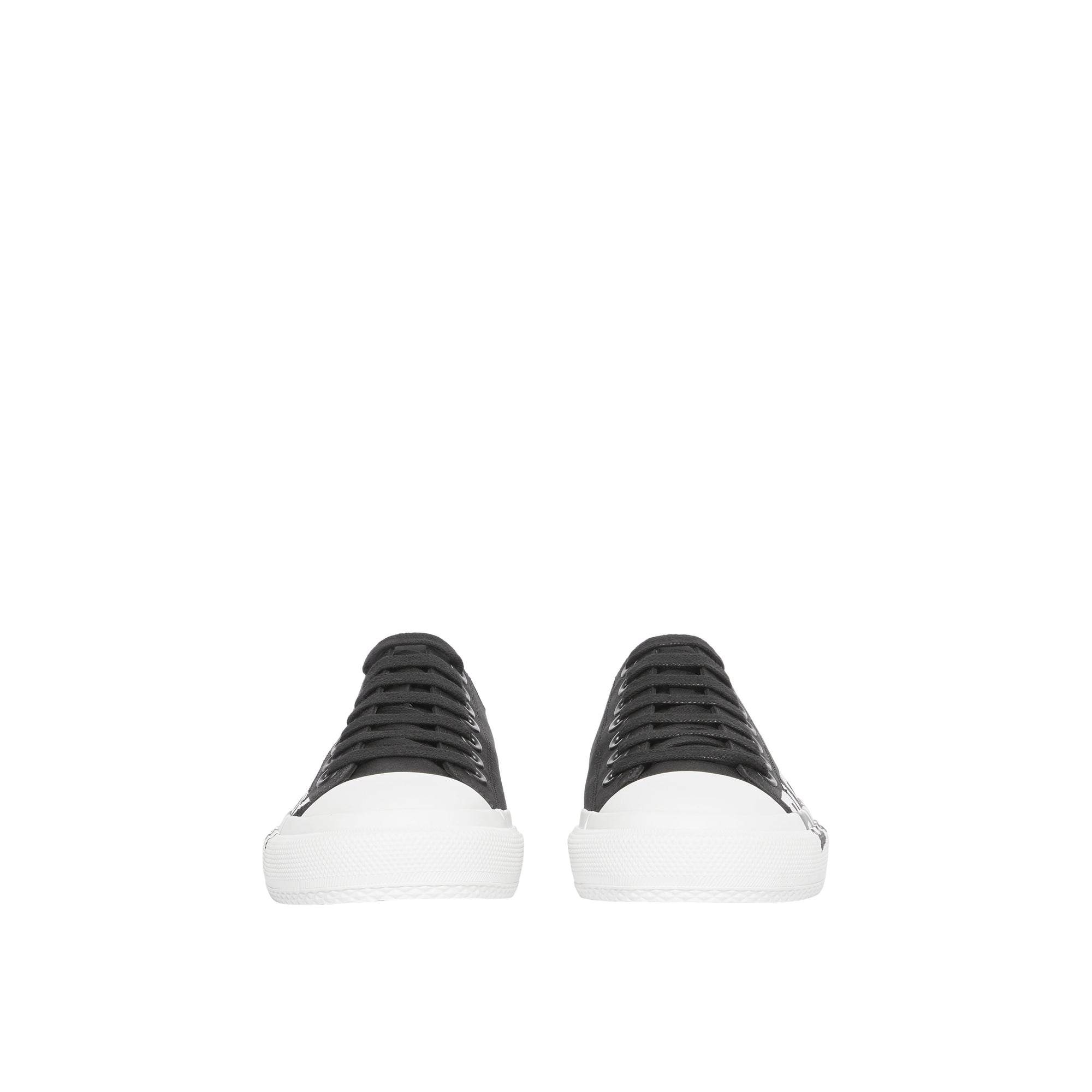 Sneakers bicolore à logo - Black & Optic White