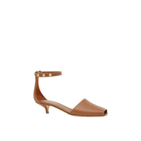 Sandales à talon en cuir à triple pression - Tan