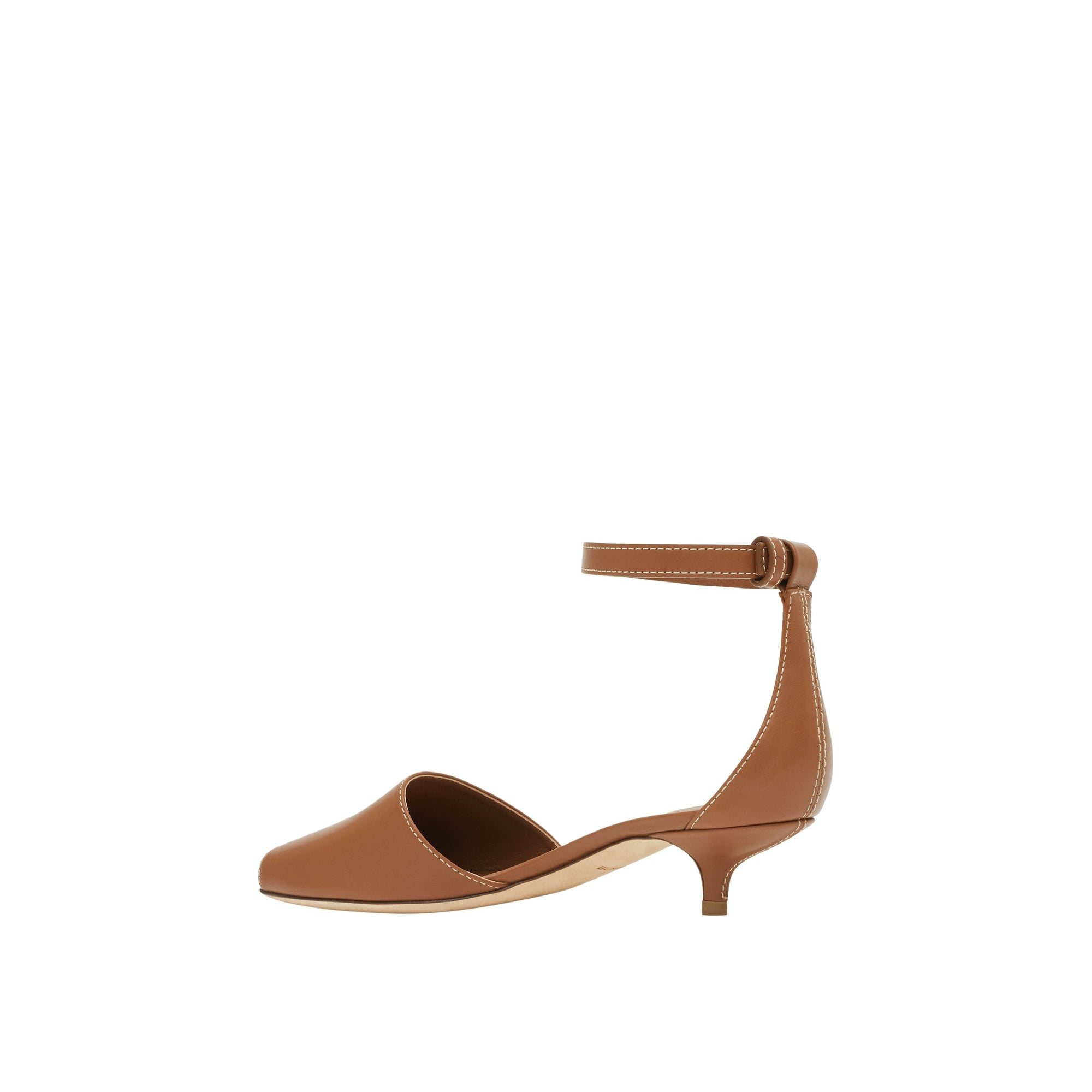 Sandales à talon en cuir à triple pression - Tan