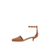 Sandales à talon en cuir à triple pression - Tan