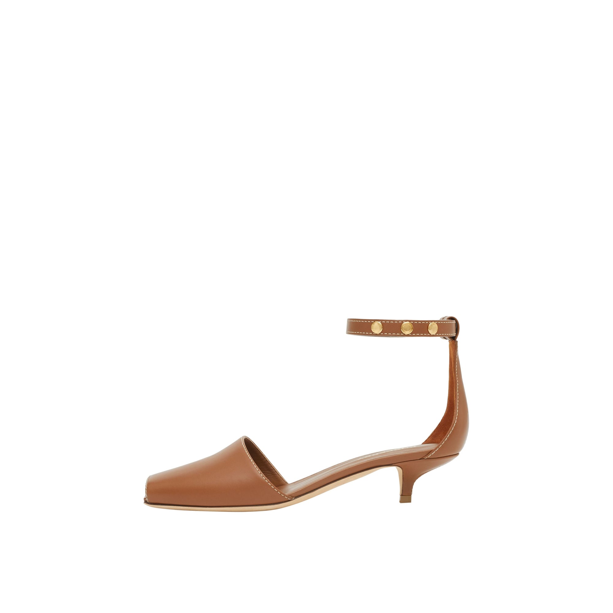 Sandales à talon en cuir à triple pression - Tan