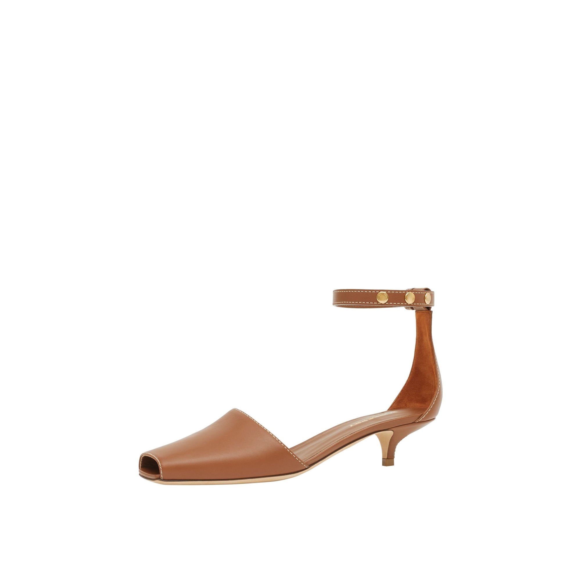 Sandales à talon en cuir à triple pression - Tan