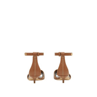 Sandales à talon en cuir à triple pression - Tan