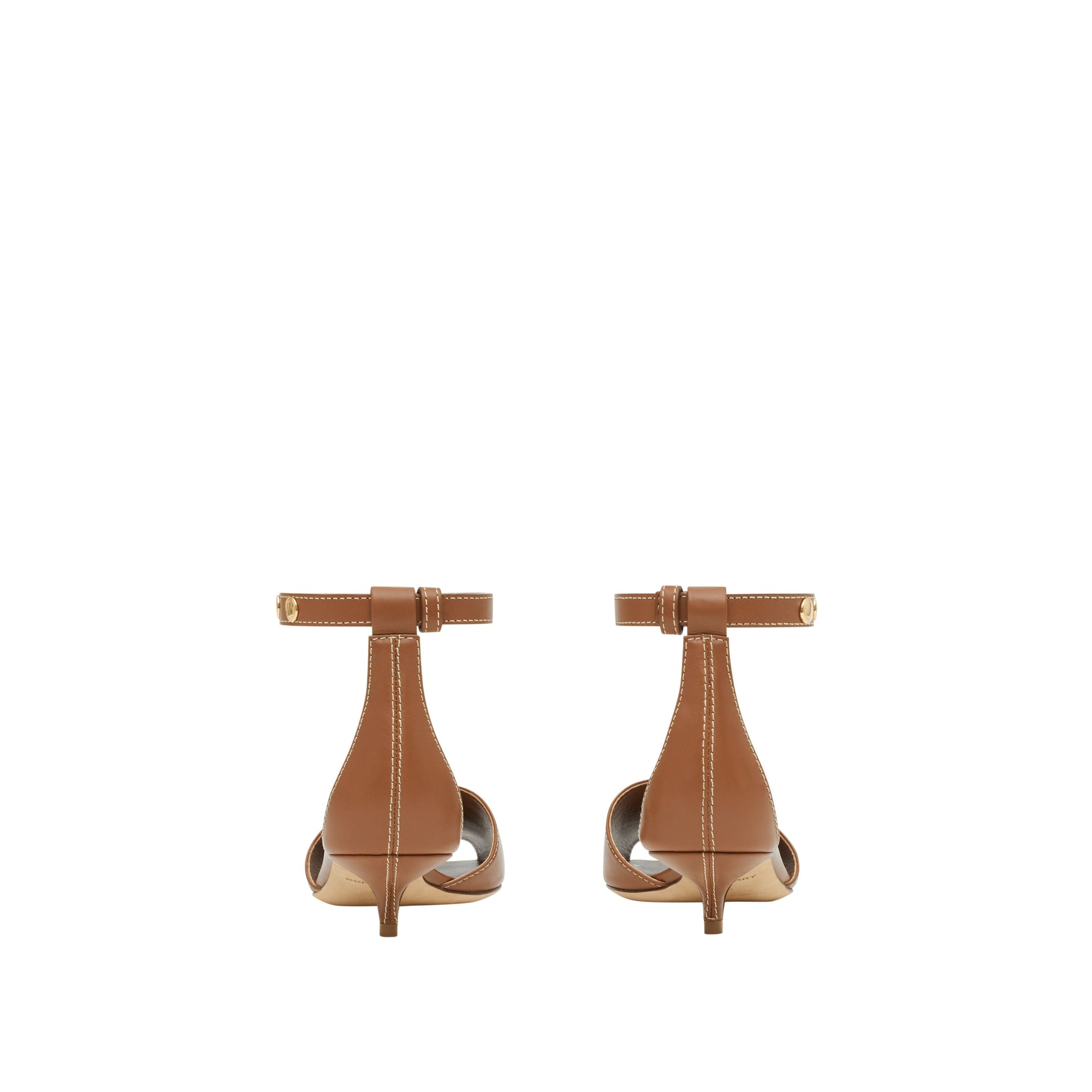 Sandales à talon en cuir à triple pression - Tan