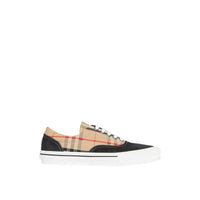 Sneakers à motif Vintage check et cuir velours - Black & Archivebeige