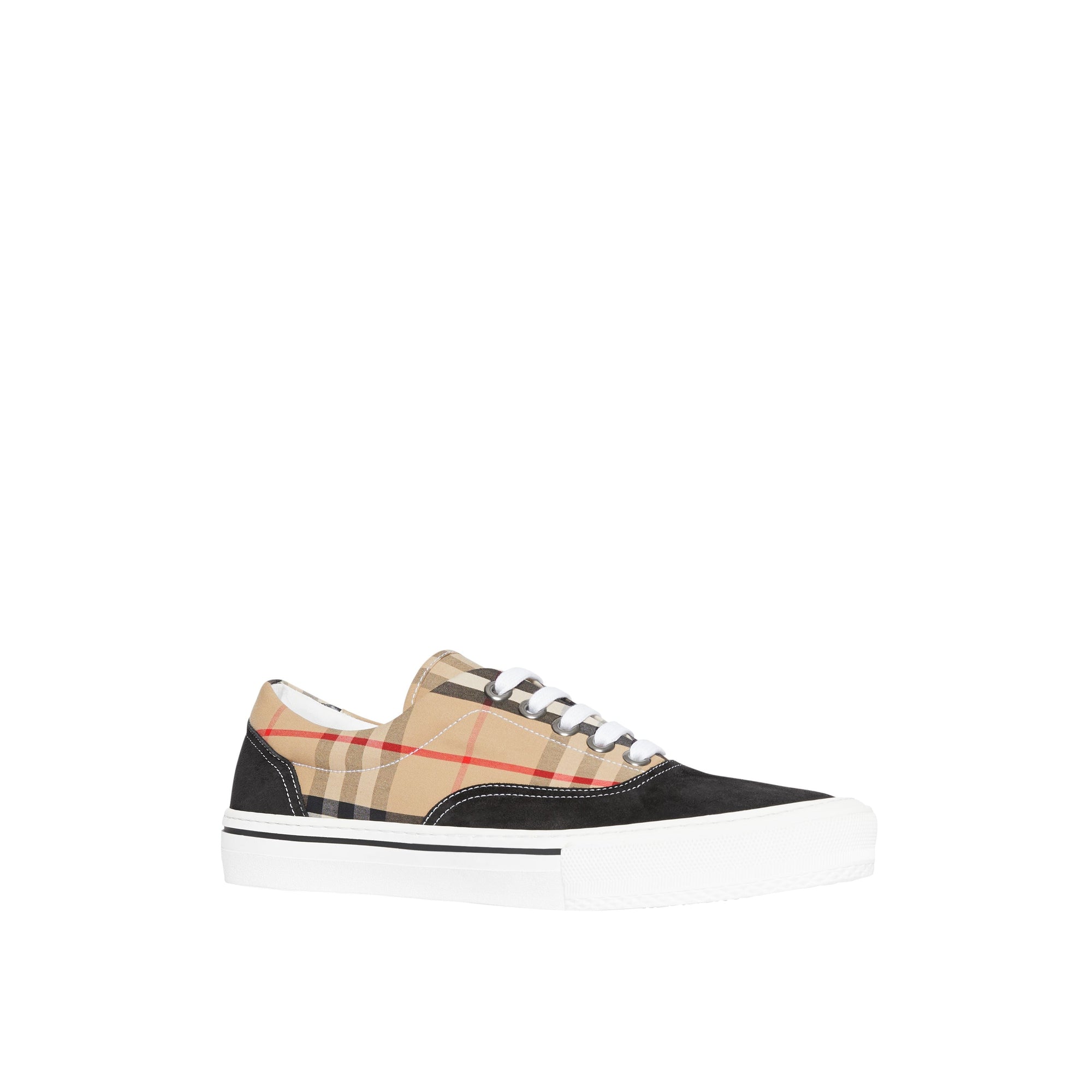 Sneakers à motif Vintage check et cuir velours - Black & Archivebeige