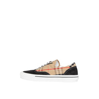 Sneakers à motif Vintage check et cuir velours - Black & Archivebeige