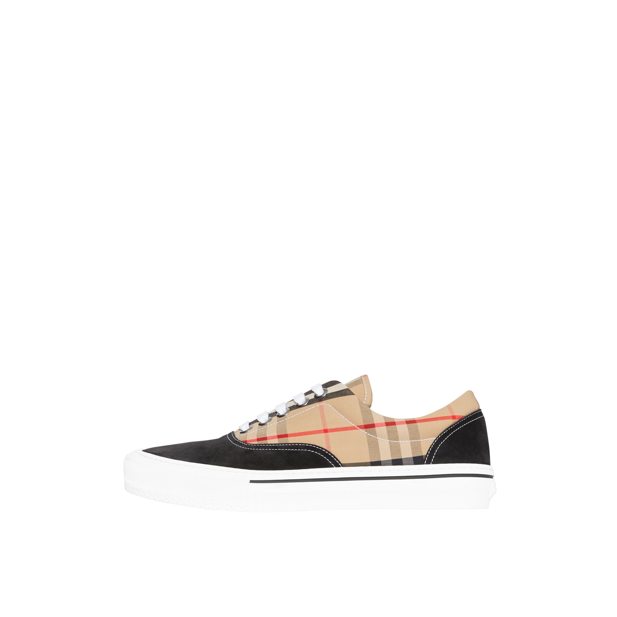 Sneakers à motif Vintage check et cuir velours - Black & Archivebeige