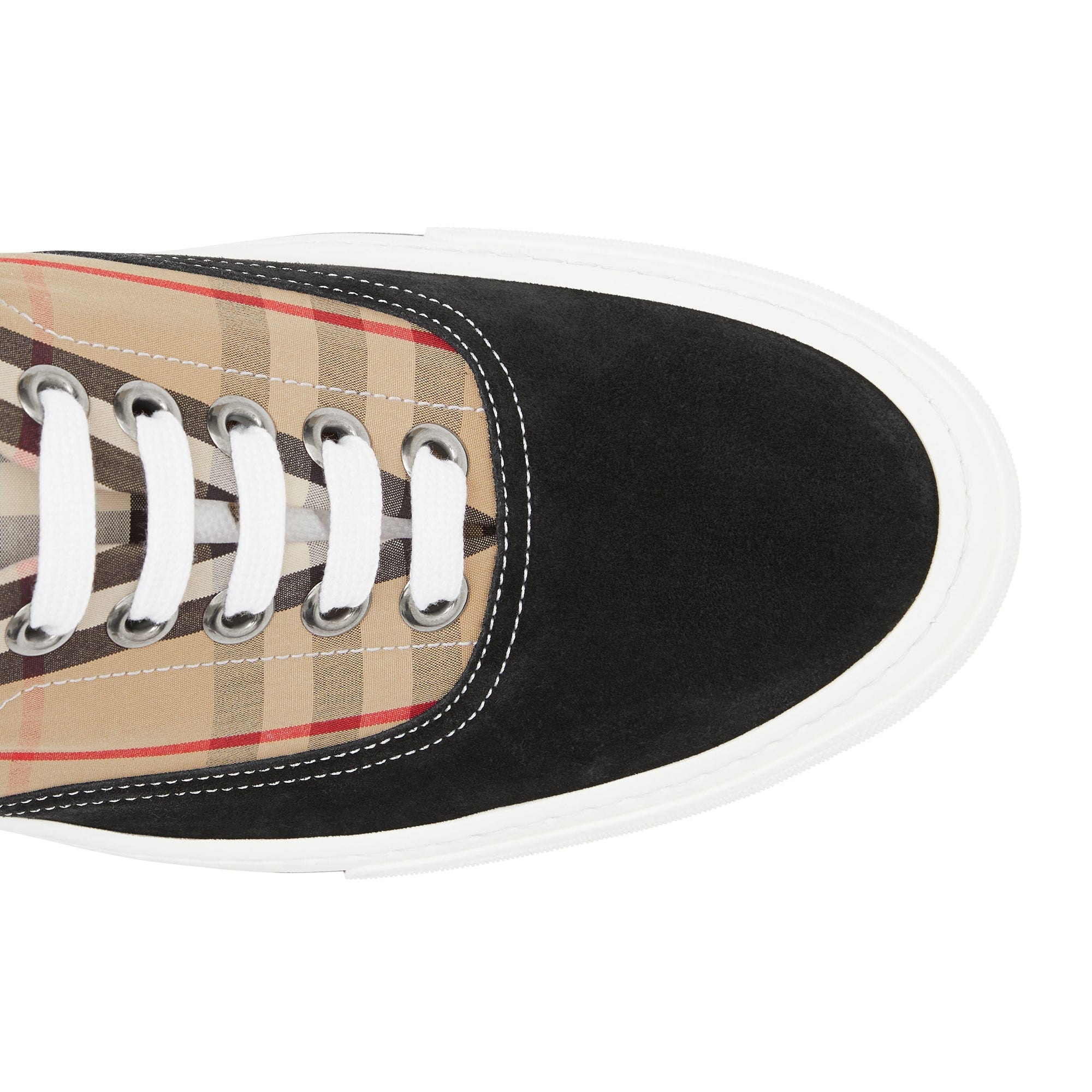 Sneakers à motif Vintage check et cuir velours - Black & Archivebeige