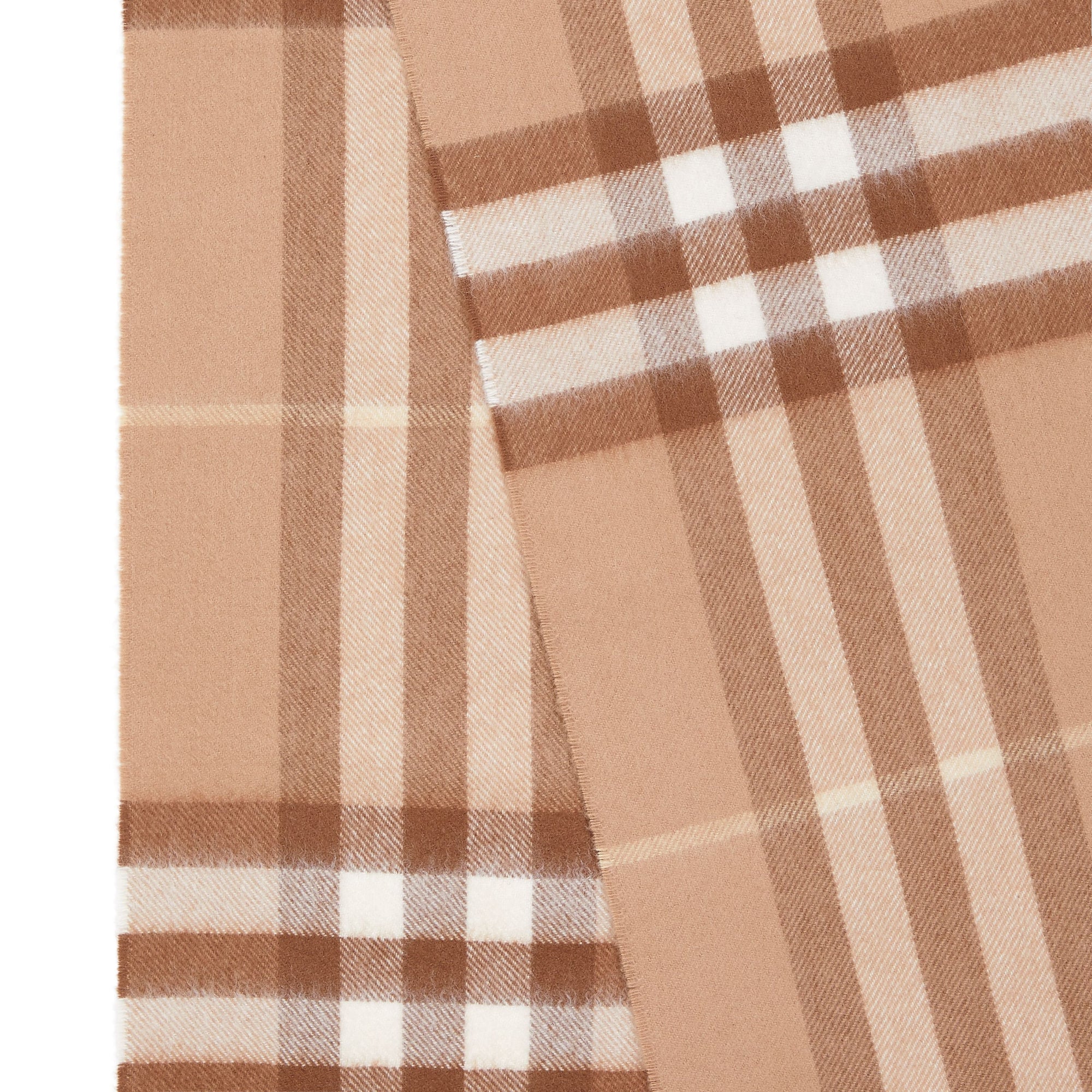 Écharpe classique en cachemire à motif check - Mid Camel