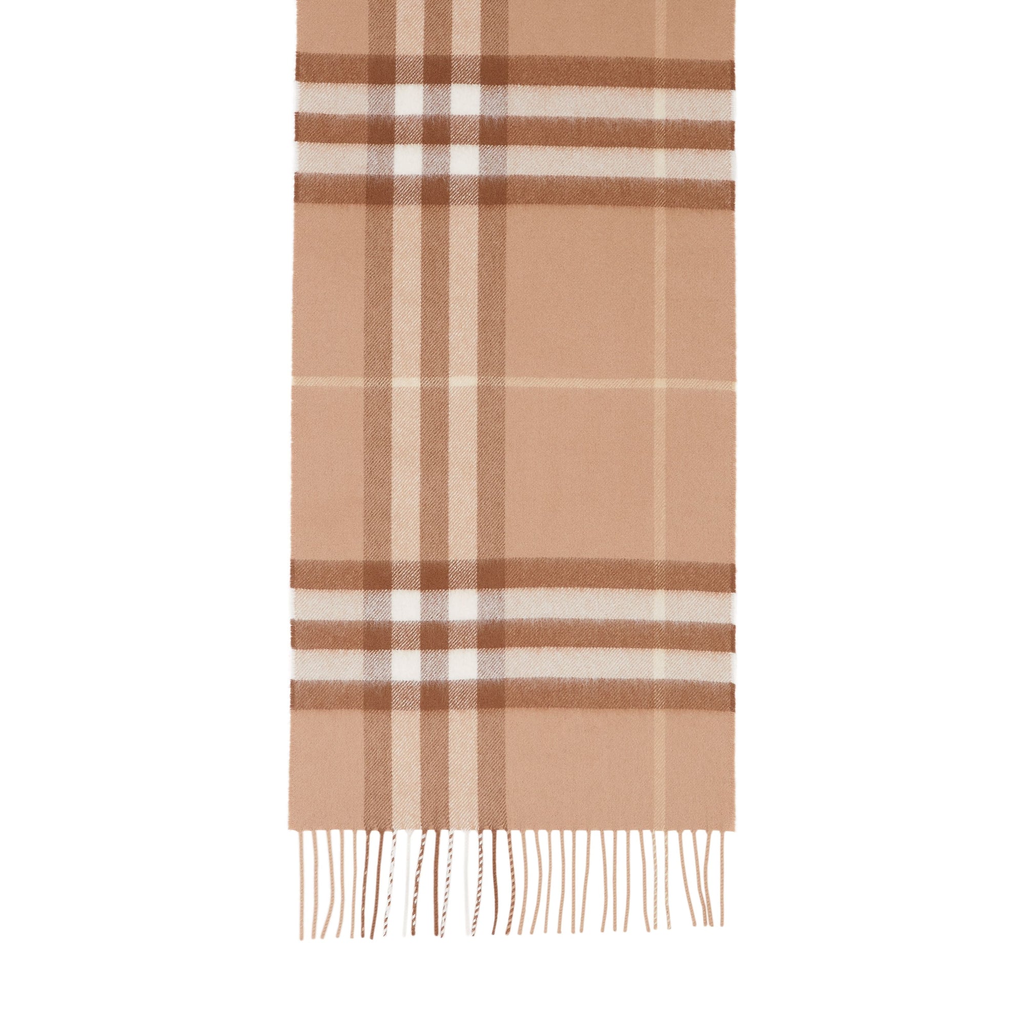 Écharpe classique en cachemire à motif check - Mid Camel