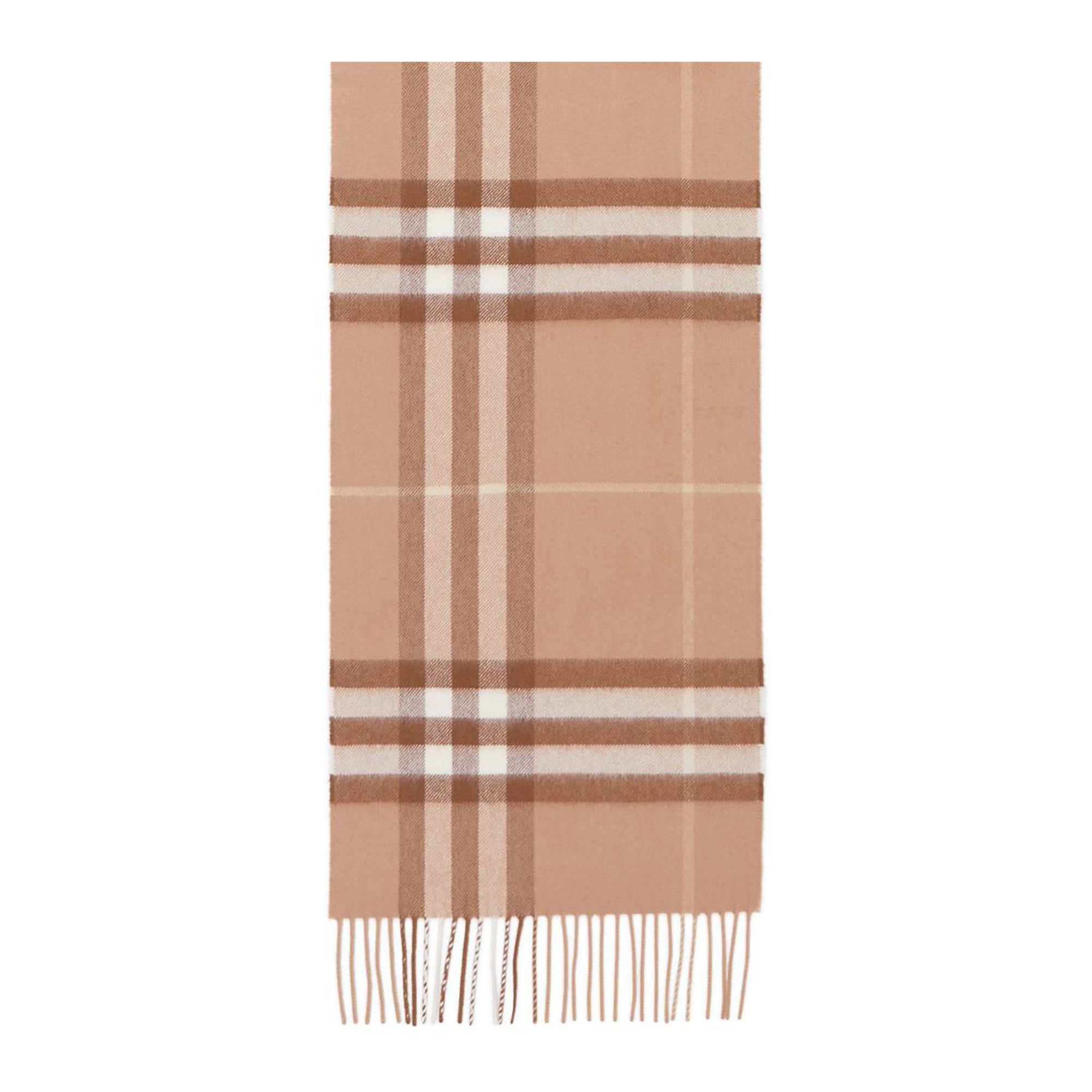 Écharpe classique en cachemire à motif check - Mid Camel