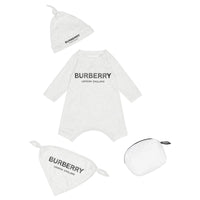 Coffret cadeau trois pièces en coton à logo pour bébé - White Melange