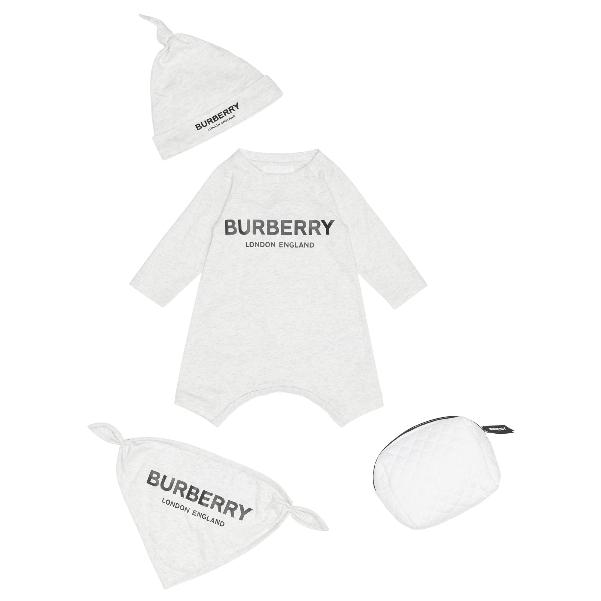 Coffret cadeau trois pièces en coton à logo pour bébé - White Melange