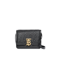 Mini sac TB en cuir d'agneau monogramme matelassé - Black