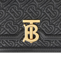 Mini sac TB en cuir d'agneau monogramme matelassé - Black
