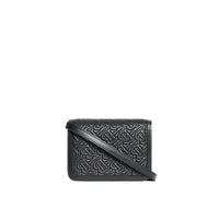 Mini sac TB en cuir d'agneau monogramme matelassé - Black