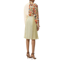 Jupe plissée en soie monogramme - Pale Yellow