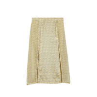 Jupe plissée en soie monogramme - Pale Yellow
