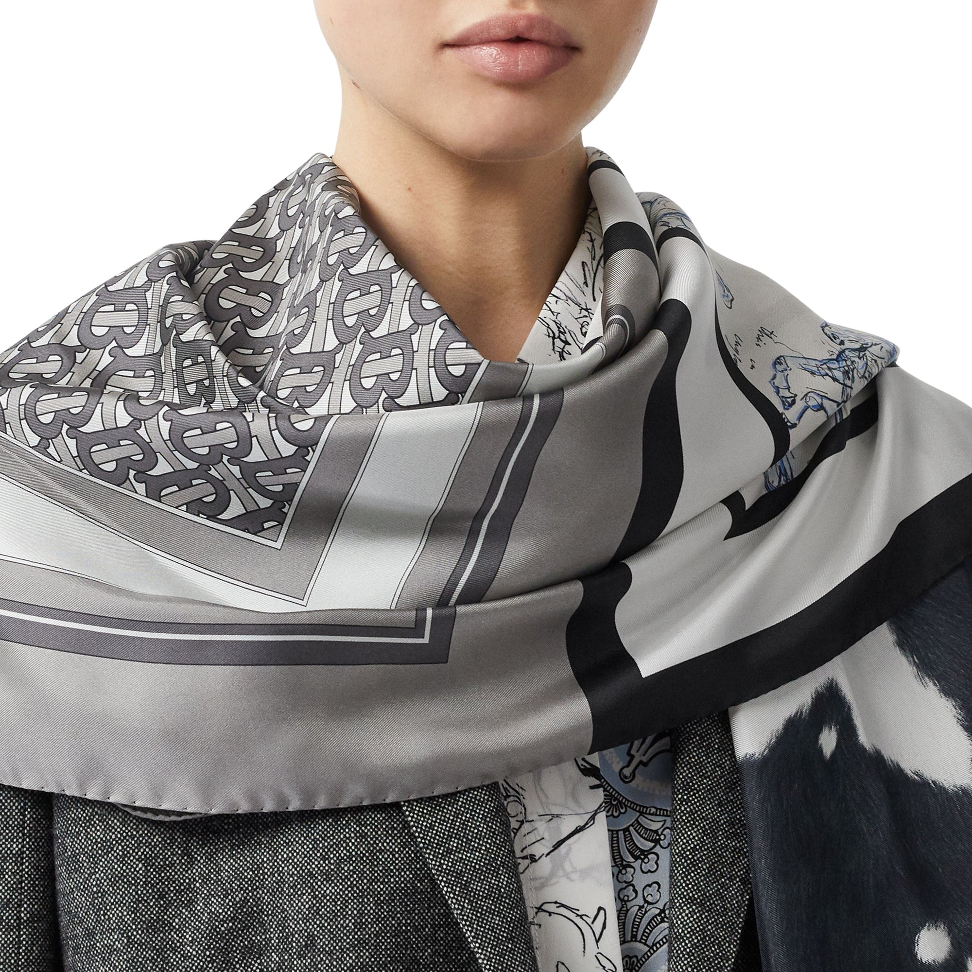 Foulard en soie à imprimés et Monogram - Flint