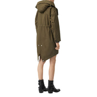 Parka en gabardine de coton avec capuche amovible - Dark Military Khaki