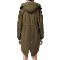 Parka en gabardine de coton avec capuche amovible - Dark Military Khaki