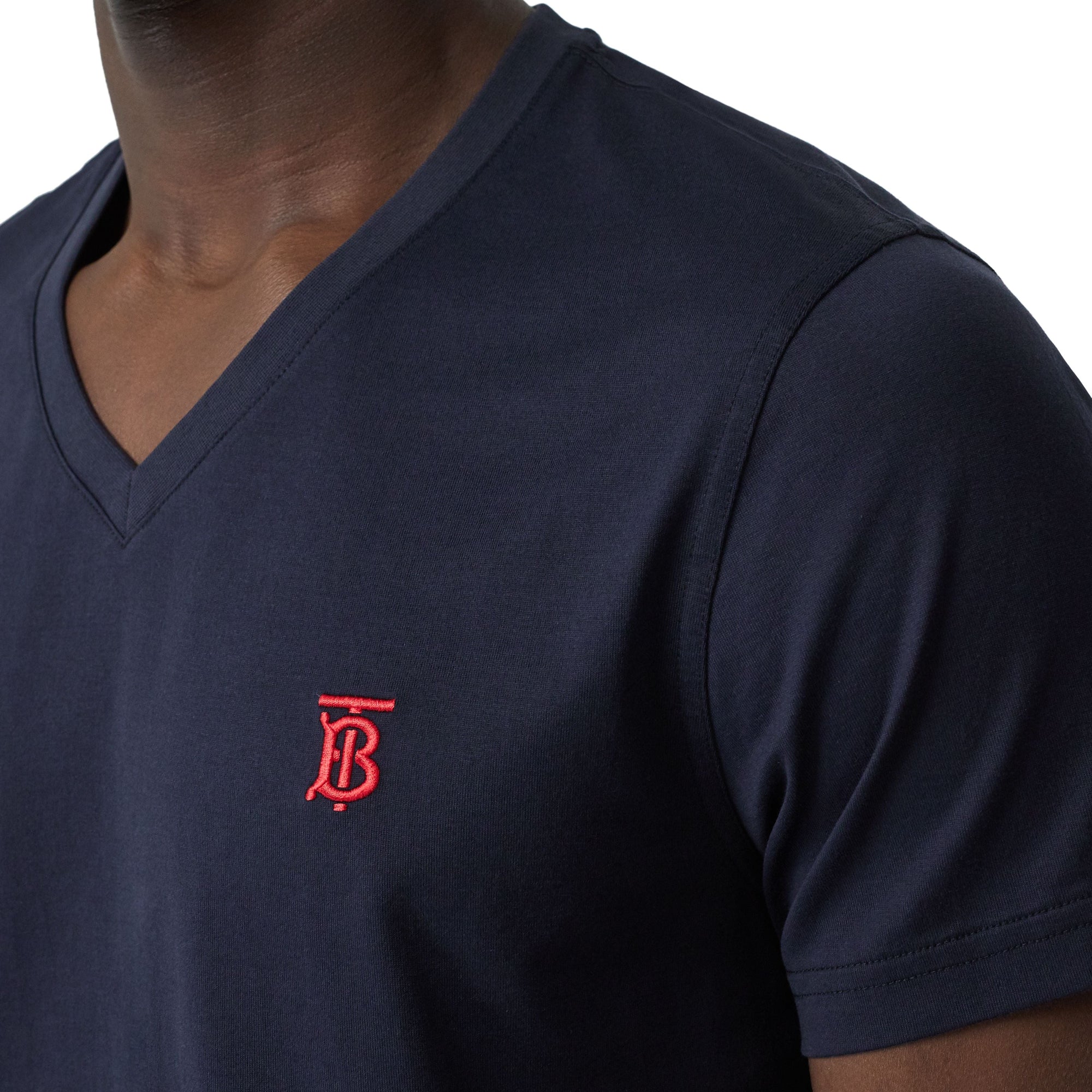 T-shirt Monogram à col en V - Navy