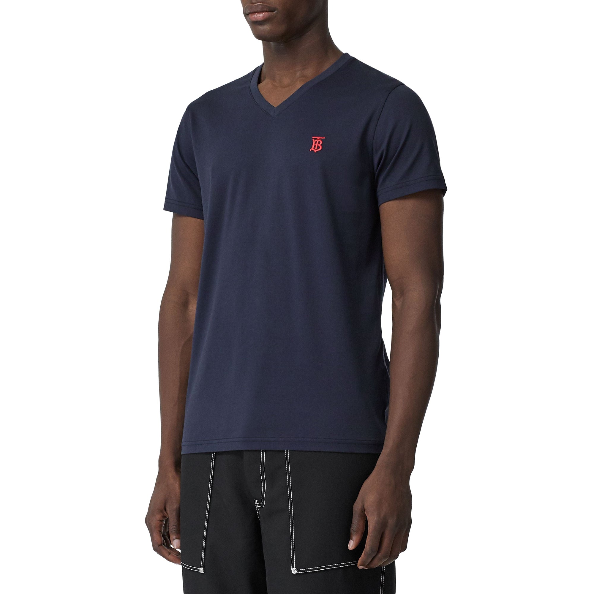 T-shirt Monogram à col en V - Navy