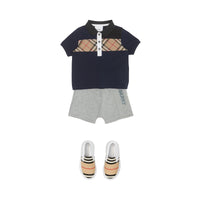 Polo pour bébé en coton Vintage Check - Navy